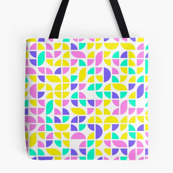 Item preview, Geometric shapes in bright neon color palette in repeated asymmetrical mosaic designed and sold by acidmit.