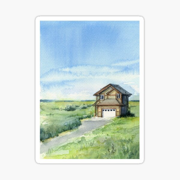 Item preview, Long Beach, WA - Watercolor Painting - Grassy Dunes Beach House designed and sold by Olga Shvartsur.