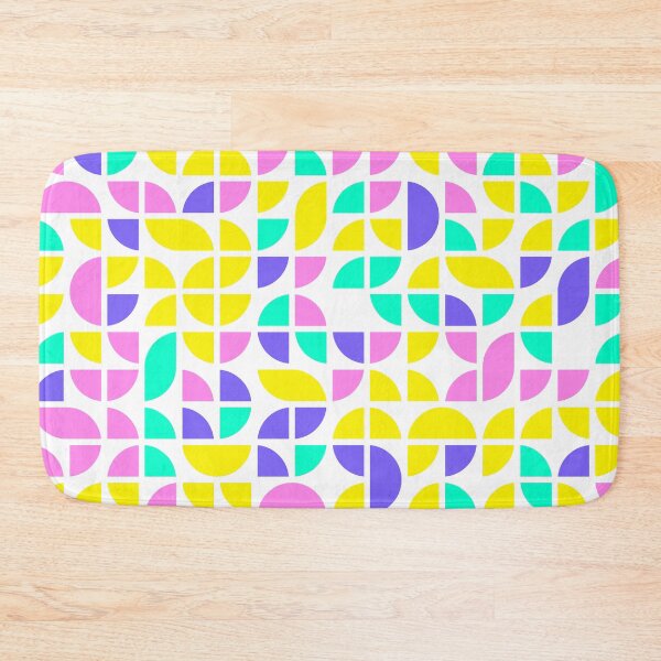 Item preview, Geometric shapes in bright neon color palette in repeated asymmetrical mosaic designed and sold by acidmit.