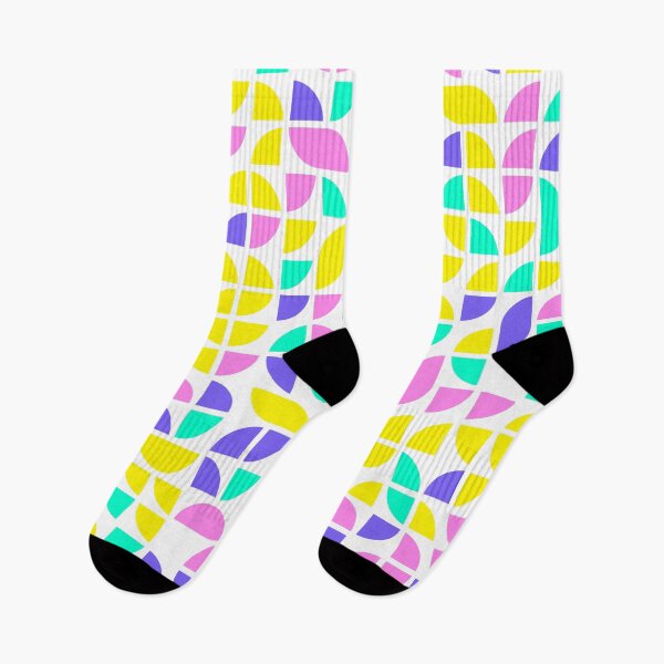 Item preview, Geometric shapes in bright neon color palette in repeated asymmetrical mosaic designed and sold by acidmit.