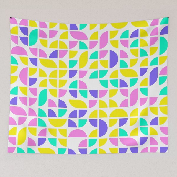 Item preview, Geometric shapes in bright neon color palette in repeated asymmetrical mosaic designed and sold by acidmit.