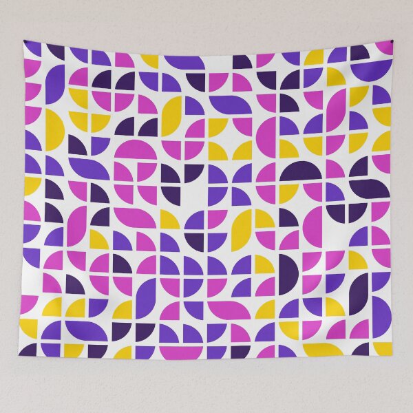 Item preview, Geometric shapes in repeated asymmetrical mosaic in bright neon color palette designed and sold by acidmit.