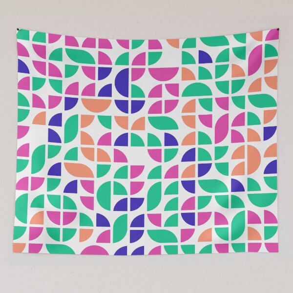 Item preview, Repeated asymmetrical mosaic with geometric shapes in bright neon color palette designed and sold by acidmit.