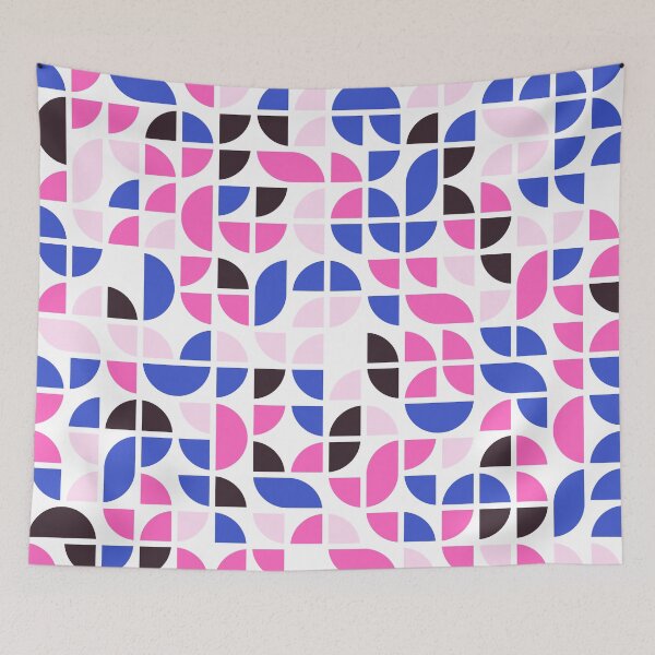 Item preview, Repeated asymmetrical mosaic in bright neon color palette with geometric shapes designed and sold by acidmit.