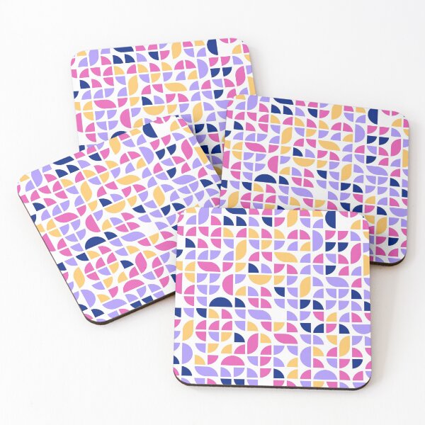 Item preview, Geometric shapes in repeated asymmetrical ornament in bright neon color palette designed and sold by acidmit.