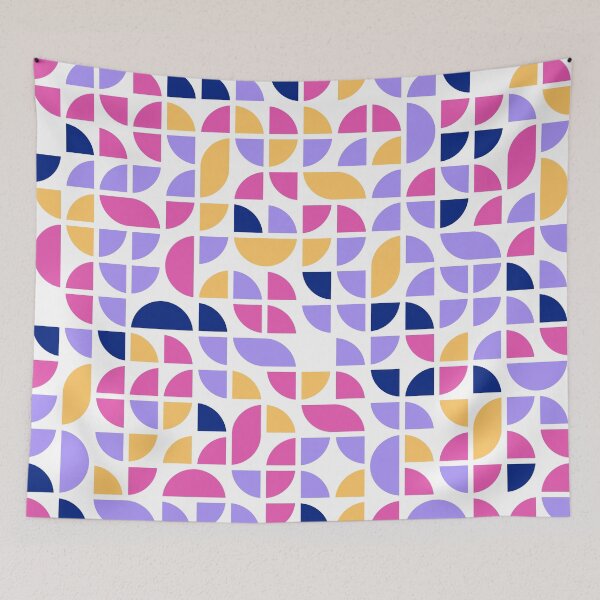 Item preview, Geometric shapes in repeated asymmetrical ornament in bright neon color palette designed and sold by acidmit.