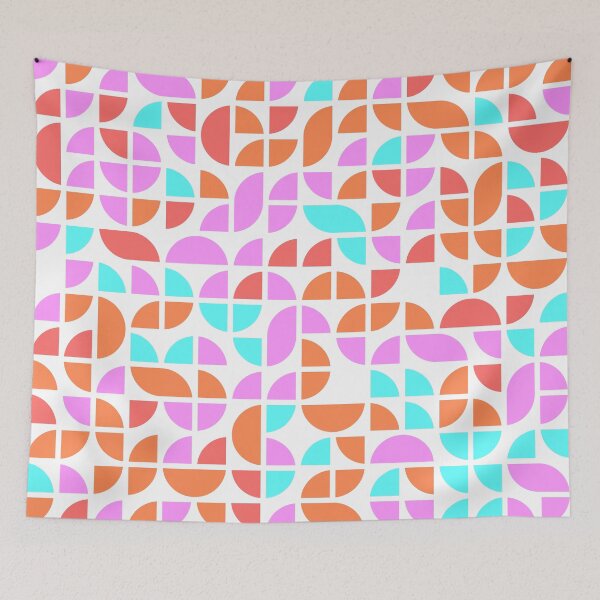 Item preview, Repeated asymmetrical ornament with geometric shapes in bright neon color palette designed and sold by acidmit.