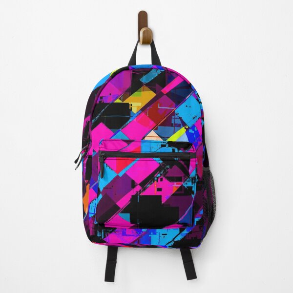 Item preview, geometric square pixel pattern abstract background in pink and blue designed and sold by Mrvell.