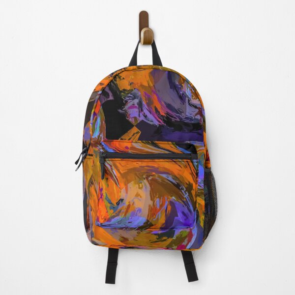 Item preview, geometric line painting abstract background in brown orange purple designed and sold by Mrvell.