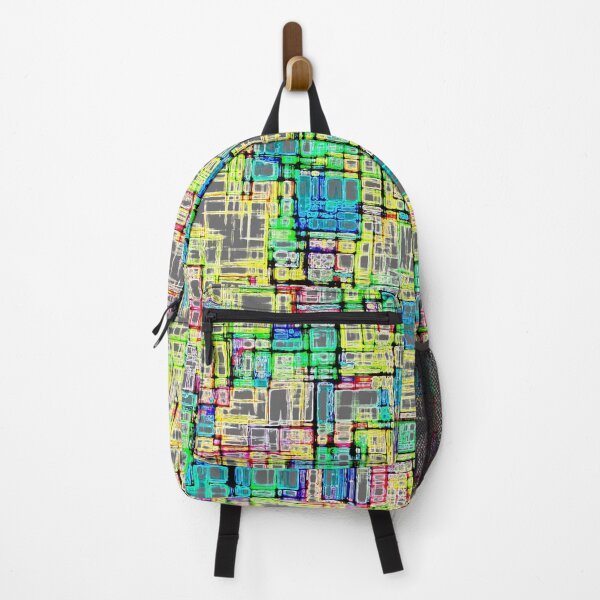 Item preview, geometric square shape abstract background in yellow green pink designed and sold by Mrvell.