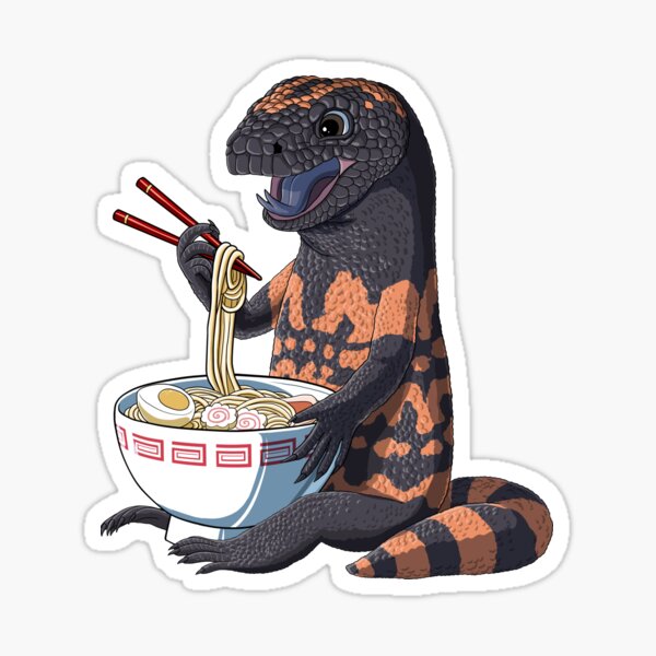 Item preview, Funny Japanese Kawaii Ramen Gila Monster  designed and sold by alwe-designs.