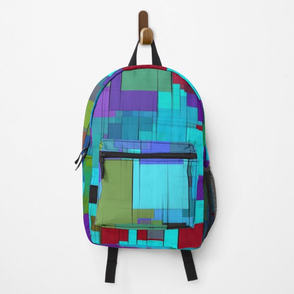Item preview, geometric square shape abstract background in blue purple red designed and sold by Mrvell.