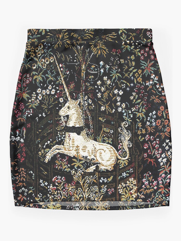 The Unicorn in Captivity Black Floral Tapestry Mini Skirt