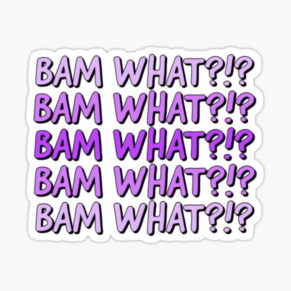 Aperçu de l'œuvre BAM QUOI?! Purple Text Liv et Maddie Masques, autocollants, chemises créée et vendue par SacredsDesigns.