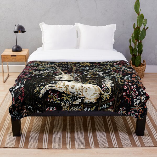 Item preview, The Unicorn in Captivity Black Floral Tapestry designed and sold by Epitome Girl.