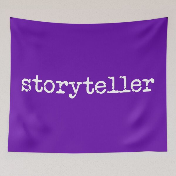 Item preview, storyteller in white on purple designed and sold by TeaRoseWriter.