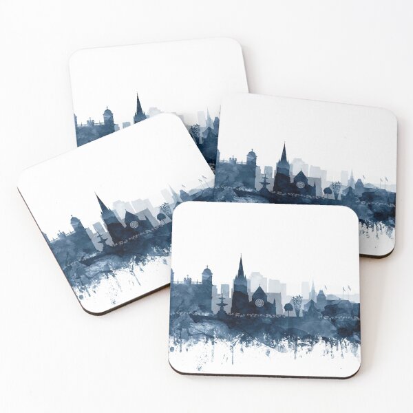 Item preview, Christchurch Skyline Watercolor Navy Blue by Zouzounio Art designed and sold by zouzounioart.