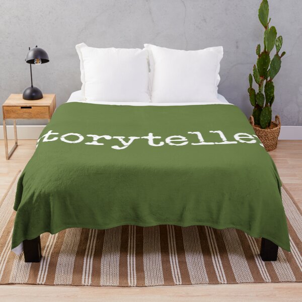 Item preview, storyteller in white on military green designed and sold by TeaRoseWriter.