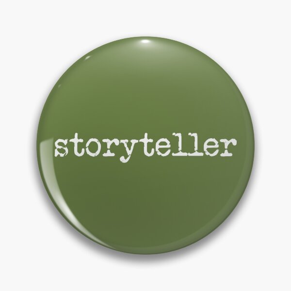 Item preview, storyteller in white on military green designed and sold by TeaRoseWriter.