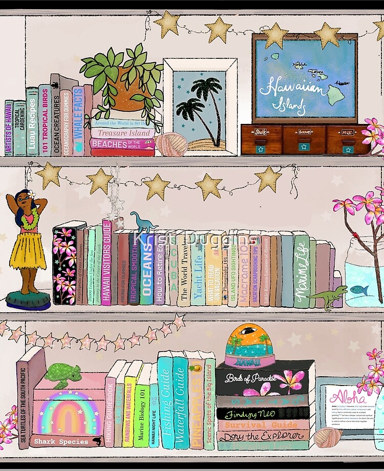 Tropical Hawaiian Themed Boho Bear Book Shelf No. 4