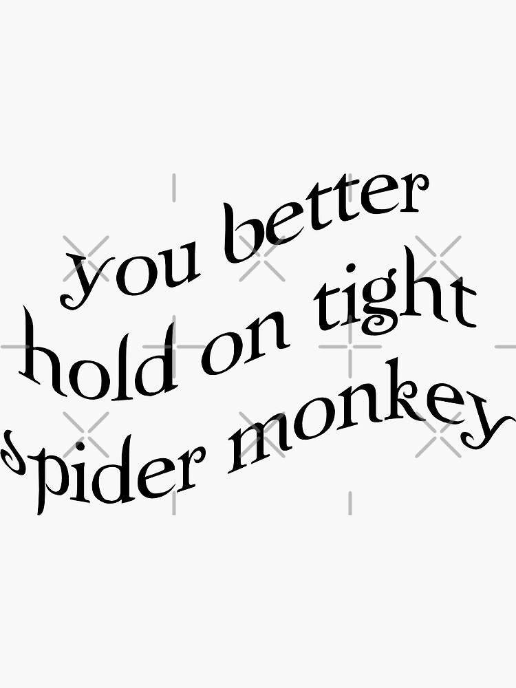 "you better hold on tight spider monkey" Sticker for Sale by