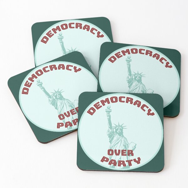 Item preview, Democracy over Party [teal, red] designed and sold by bellatierra.