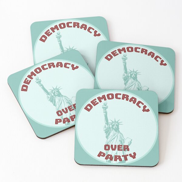 Item preview, Democracy over Party [teal, red, pale bgk] designed and sold by bellatierra.