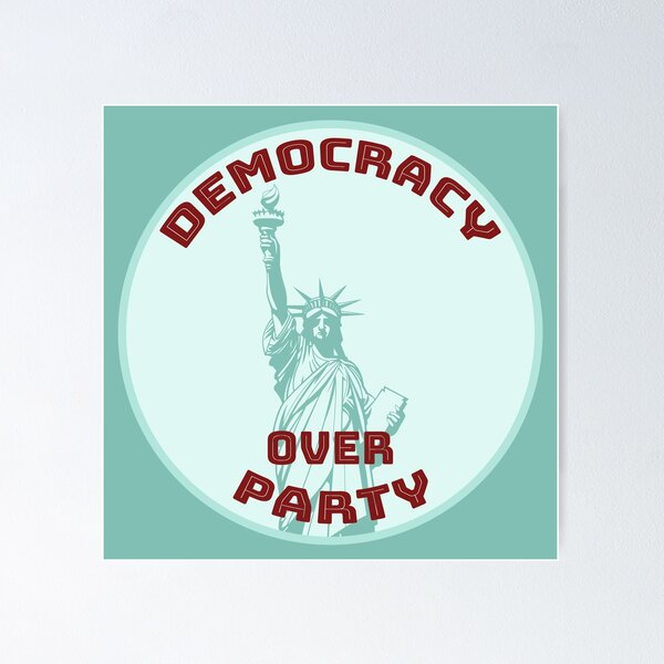 Item preview, Democracy over Party [teal, red, pale bgk] designed and sold by bellatierra.