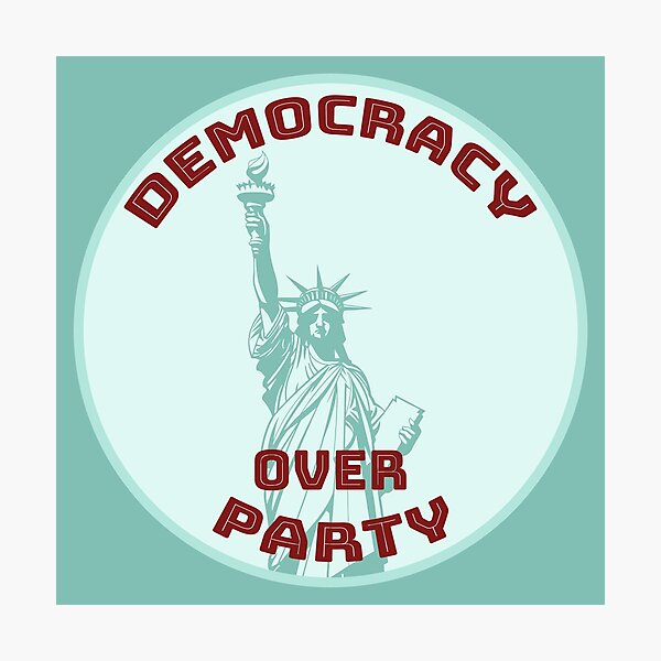 Item preview, Democracy over Party [teal, red, pale bgk] designed and sold by bellatierra.