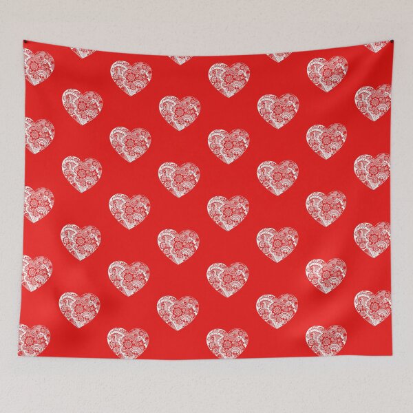 Item preview, Vertical Heart Shape White Design on Red Background designed and sold by Mimsartprojects.