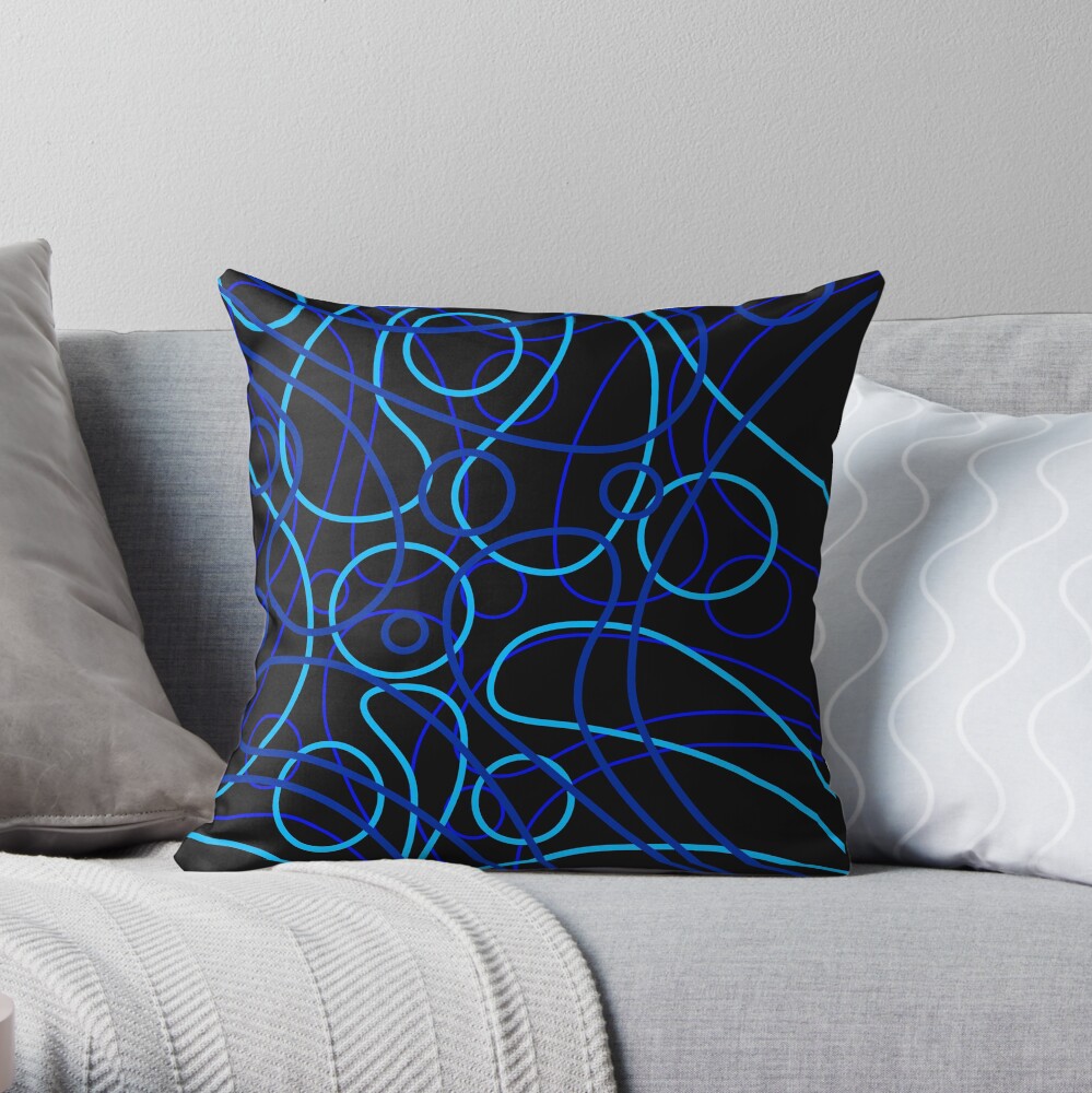 Faint - Blue Lines Abstract Throw Pillow