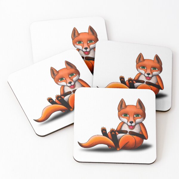 Item preview, painted red laughing fox holding his stomach designed and sold by nataliavavilina.