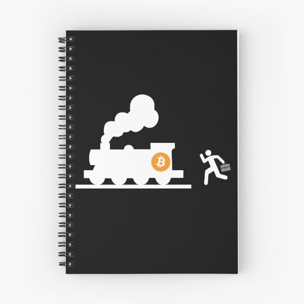 Item preview, bitcoin chasing the train black background humor fun designed and sold by sex-sansbol.