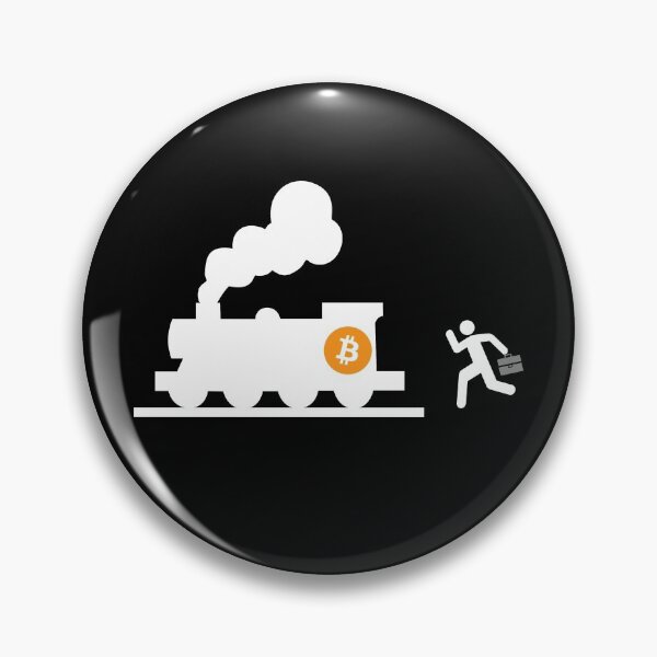 Item preview, bitcoin chasing the train black background humor fun designed and sold by sex-sansbol.
