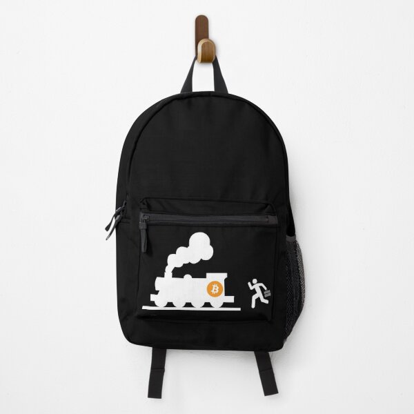 Item preview, bitcoin chasing the train black background humor fun designed and sold by sex-sansbol.