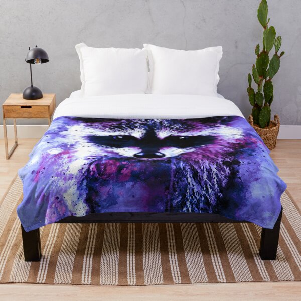Item preview, raccoon watercolor splatters blue purple designed and sold by gxp-design.