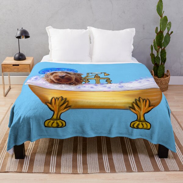 Item preview, Dog spa day- Cavapoo puppy in bubble bath. Cute cute cavalier king charles spaniel puppy love ! designed and sold by Artonmytee.