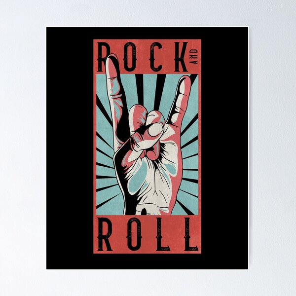 Poster, stampa Rock On Hand Sign Vector Illustration, Regali & Merch