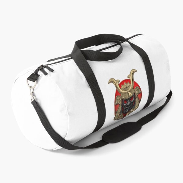 Item preview, Japanese Samurai Domaru Armor Headgear - Gold Samurai Helmet with Black Face Mask over White Leather designed and sold by Serge Averbukh Art Studio.