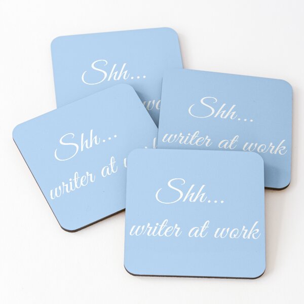 Item preview, Writer at Work Baby Blue White Type designed and sold by TeaRoseWriter.