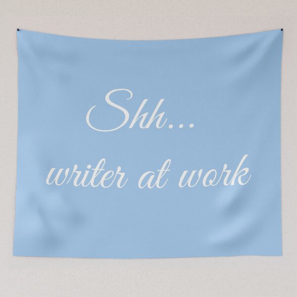 Item preview, Writer at Work Baby Blue White Type designed and sold by TeaRoseWriter.