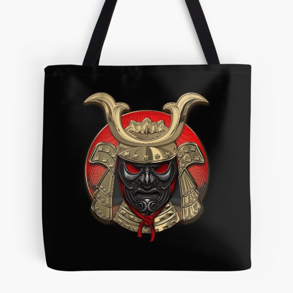 Item preview, Japanese Samurai Domaru Armor Headgear - Gold Samurai Helmet with Black Face Mask over Black Velvet designed and sold by Serge Averbukh Art Studio.