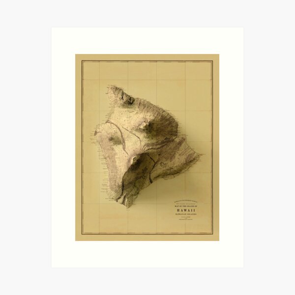 Item preview, 1886 Hawaii Island Relief Map 3D digitally-rendered designed and sold by ThinkAboutMaps.