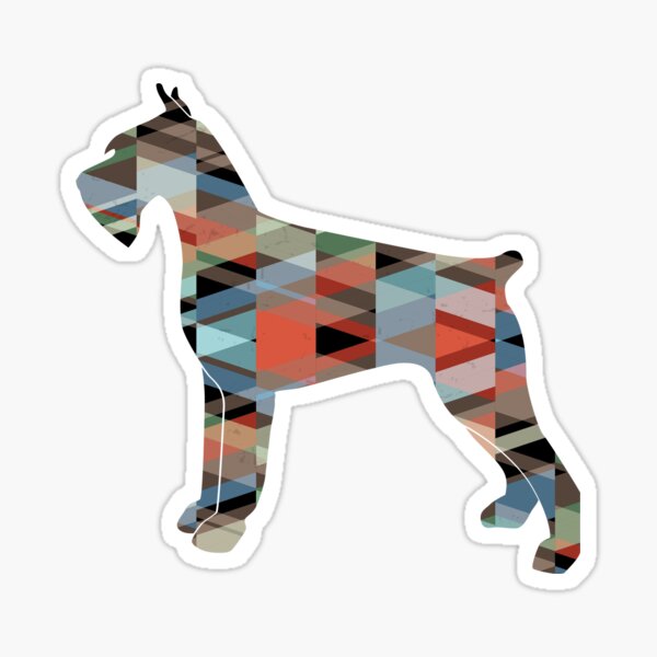 Giant Schnauzer Dog Colorful Geometric Pattern Silhouette - Plaid Sticker