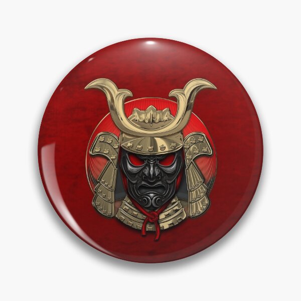 Item preview, Japanese Samurai Domaru Armor Headgear - Gold Samurai Helmet with Black Face Mask over Red Velvet designed and sold by Serge Averbukh Art Studio.