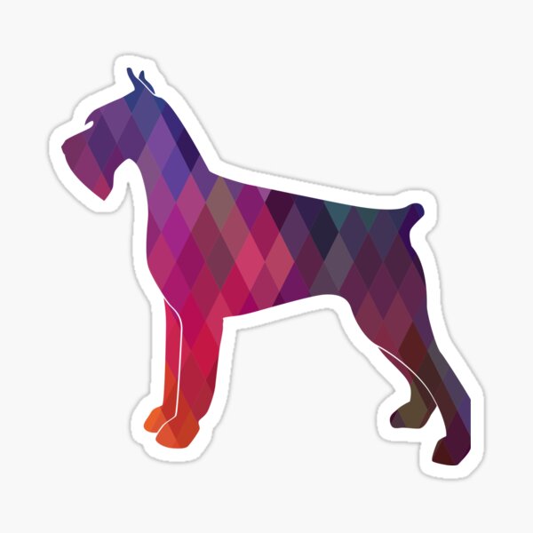 Giant Schnauzer Dog Geometric Pattern Silhouette Pink Sticker