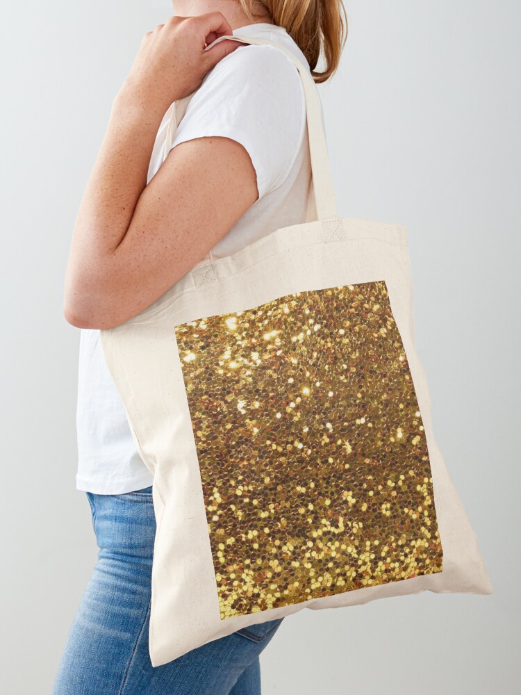 Gold glitter tote bag hotsell