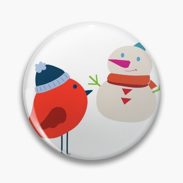 Item preview, little winter bird with snowman designed and sold by TheWaterBirds.