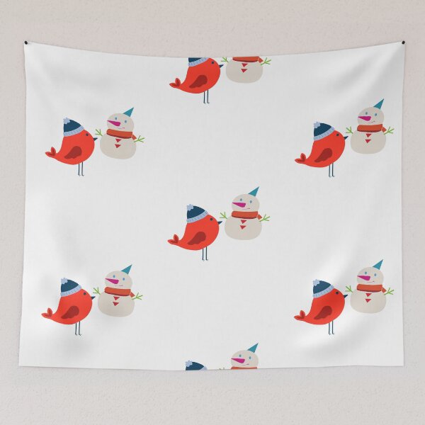 Item preview, little winter bird with snowman designed and sold by TheWaterBirds.