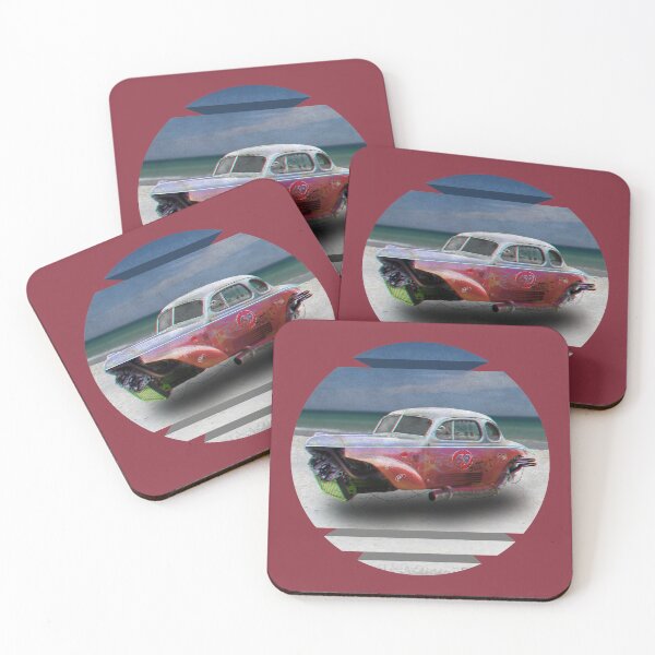 Item preview, retrofuturistic hot rod hovercar at the beach designed and sold by dominic0925.